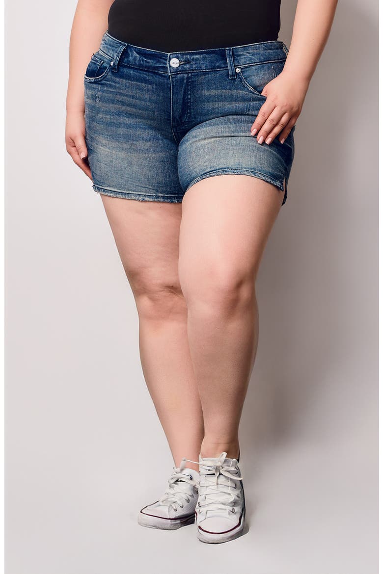 Side Vent Denim Shorts, Main, color, ARIA