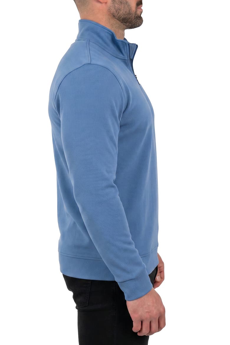 Mercerized Cotton Quarter Zip Sweater, Alternate, color, BLUE