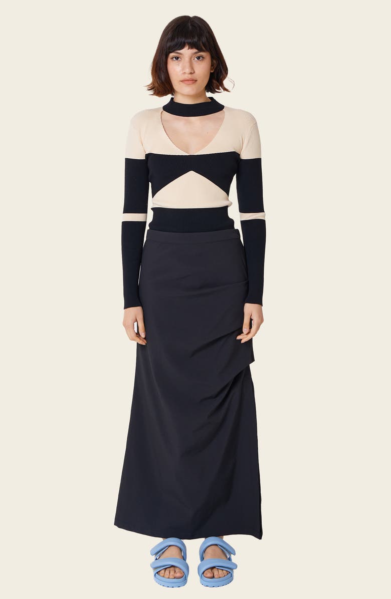 Find Me Now Mira Colorblock Cutout Sweater Bodysuit, Alternate, color, 