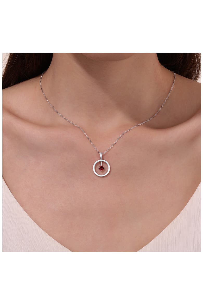 Simulated Diamond Lab-Created Birthstone Reversible Pendant Necklace, Alternate, color, RED/ JANUARY