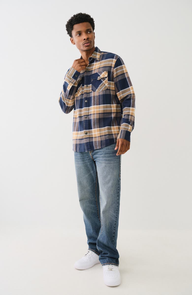 True Religion Brushed Plaid Flannel Shirt Jacket, Alternate, color, 