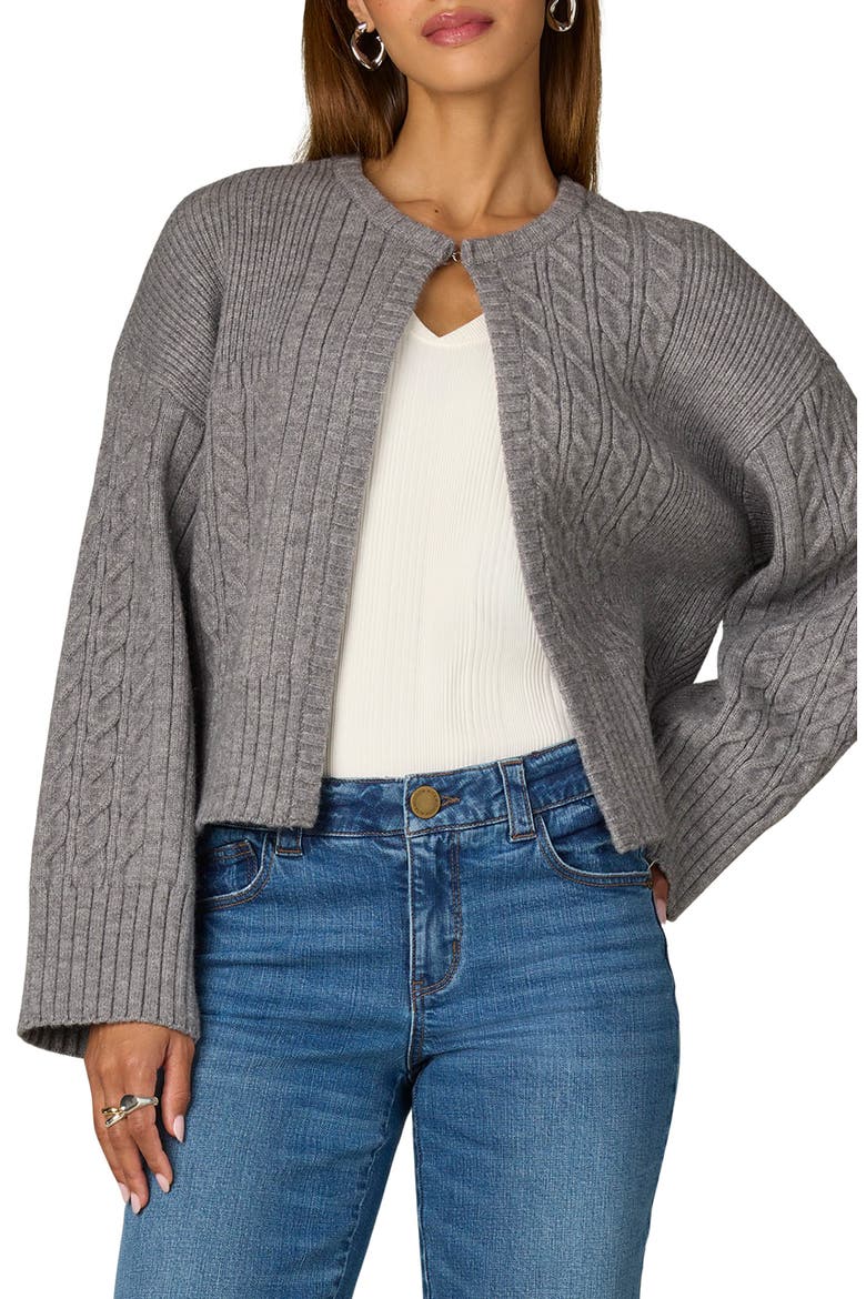 Cable Stitch Rib Cardigan, Main, color, GREY
