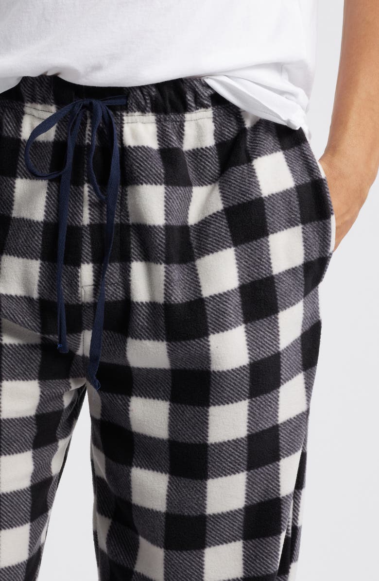 SLEEPHERO Buffalo Check Fleece Pajamas, Alternate, color, Black White Buffalo Check