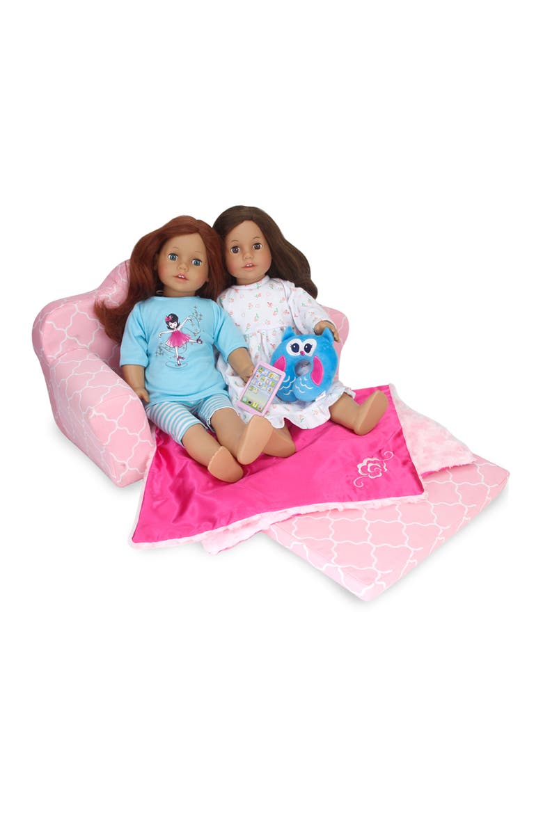 Sophia's Fold-Out Couch, Alternate, color, PINK