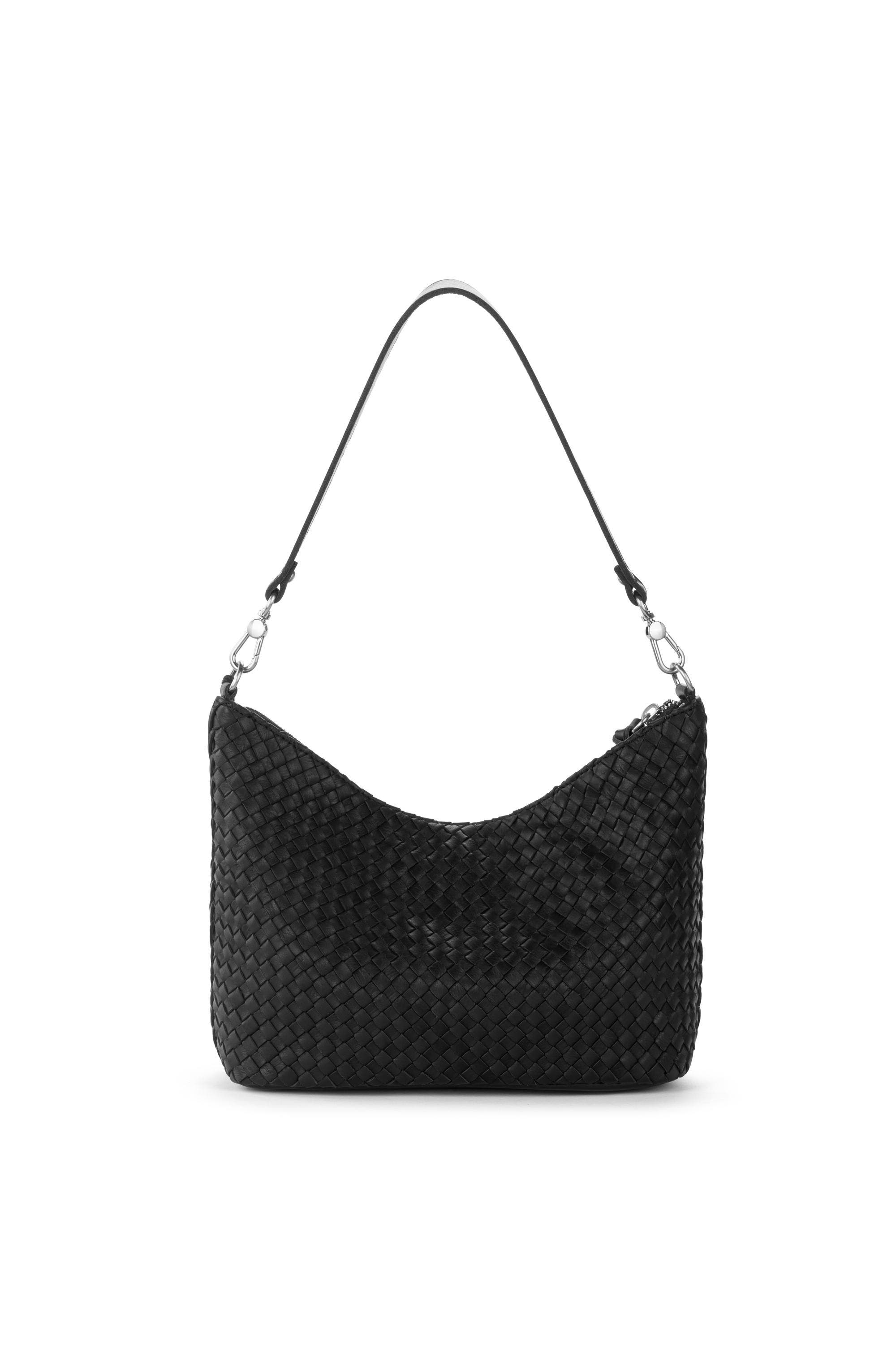 The Sak Juniper Small Hobo Leather Bag, Alternate, color, Woven Black