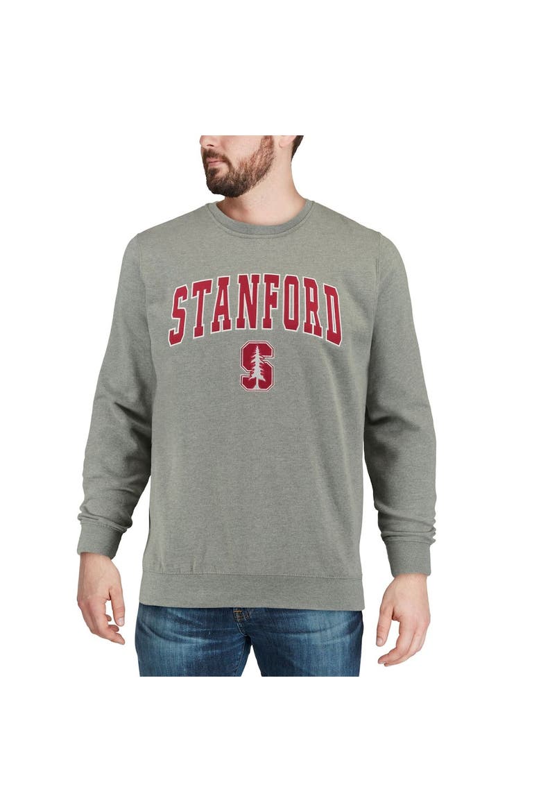 Men's Colosseum Heather Gray Stanford Cardinal Arch & Logo Crew Neck Sweatshirt, Alternate, color, Heather Gray