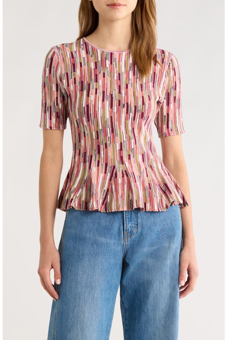 Samira Mulitcolor Short Sleeve Top, Main, color, ROSEWOOD