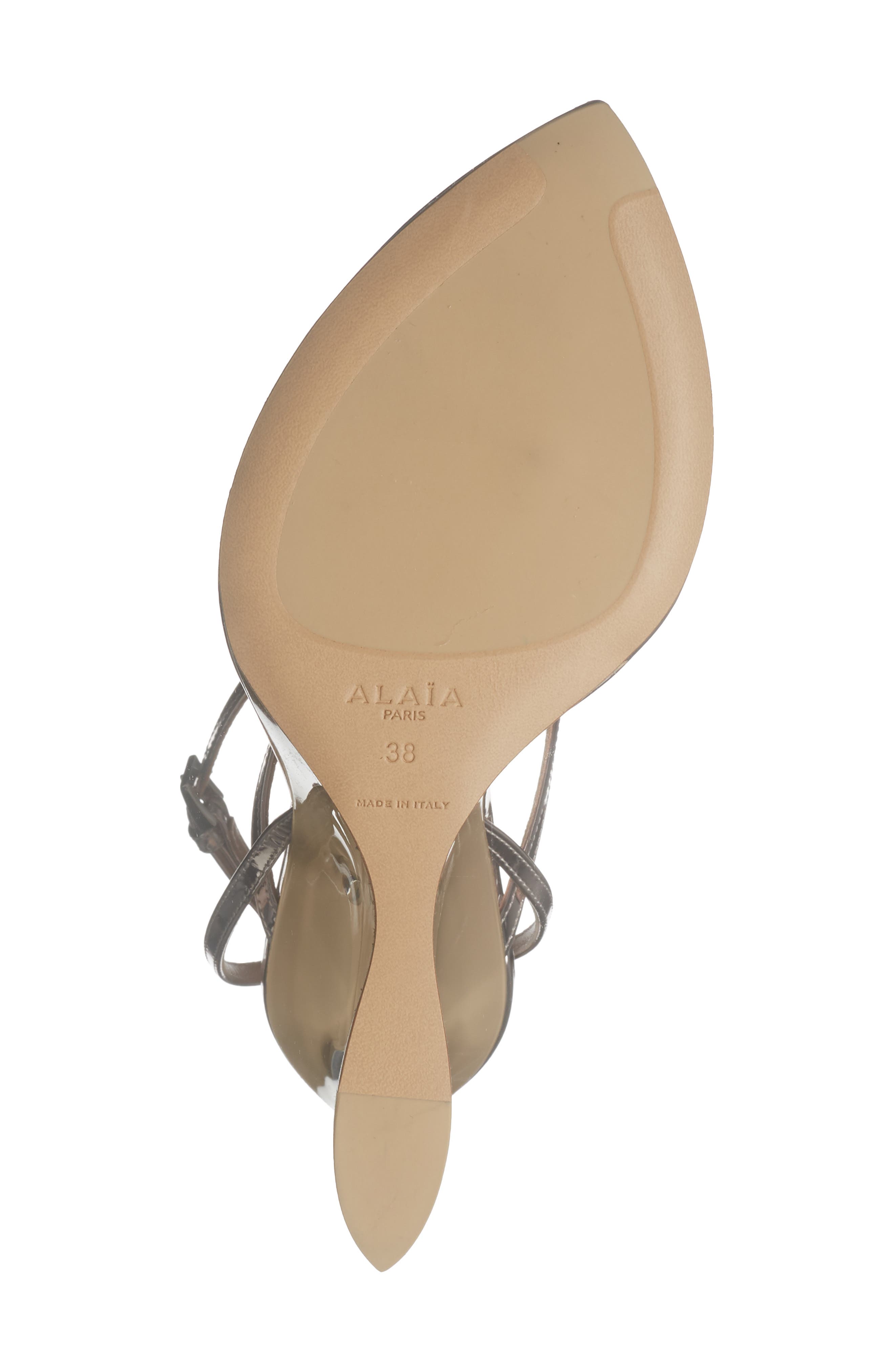 Alaïa Invisible Wedge Ankle Strap Sandal, Alternate, color, Blush/ Argent