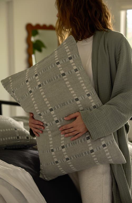 Parachute Grid Set Of 2 Cotton & Wool Shams In Green