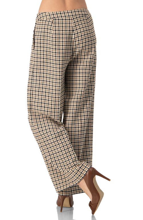 Ivonne Wide Capri Check Pants With Side Pockets In Sand