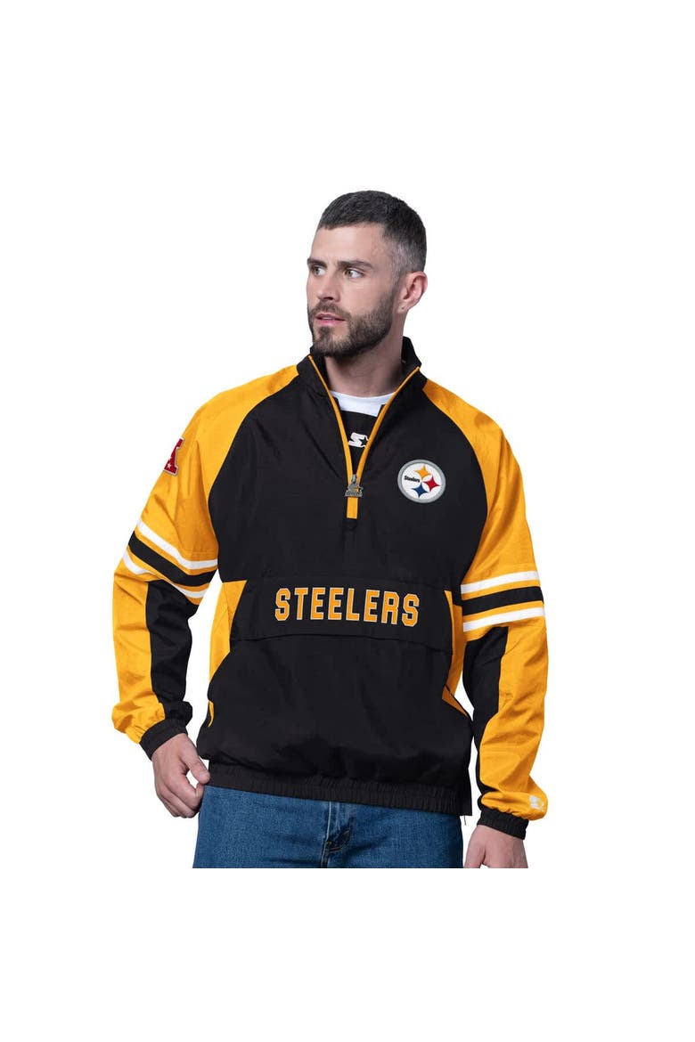Men's Starter Black Pittsburgh Steelers Prospect Half-Zip Pullover, Main, color, Black