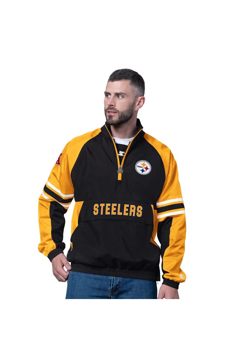 STARTER Men's Starter Black Pittsburgh Steelers Prospect Half-Zip Pullover, Main, color, Black