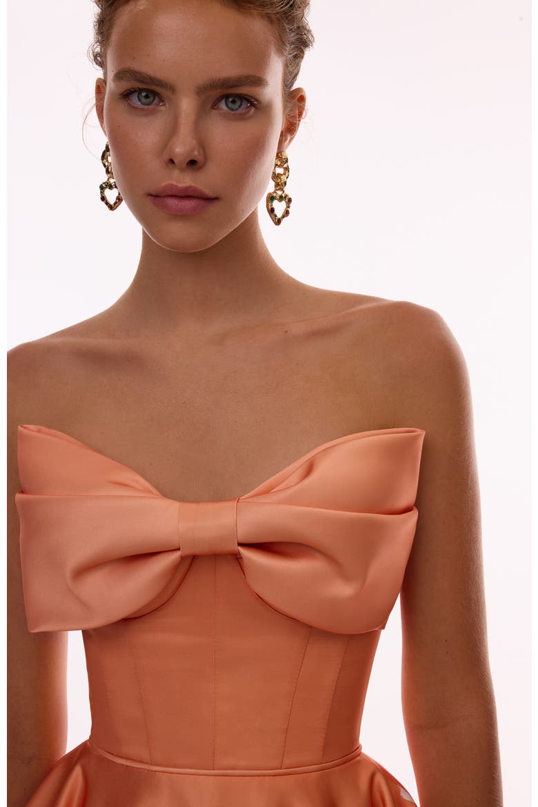 A-Line Satin Floral Print Midi Dress for Cocktail Events, Alternate, color, Orange Floral