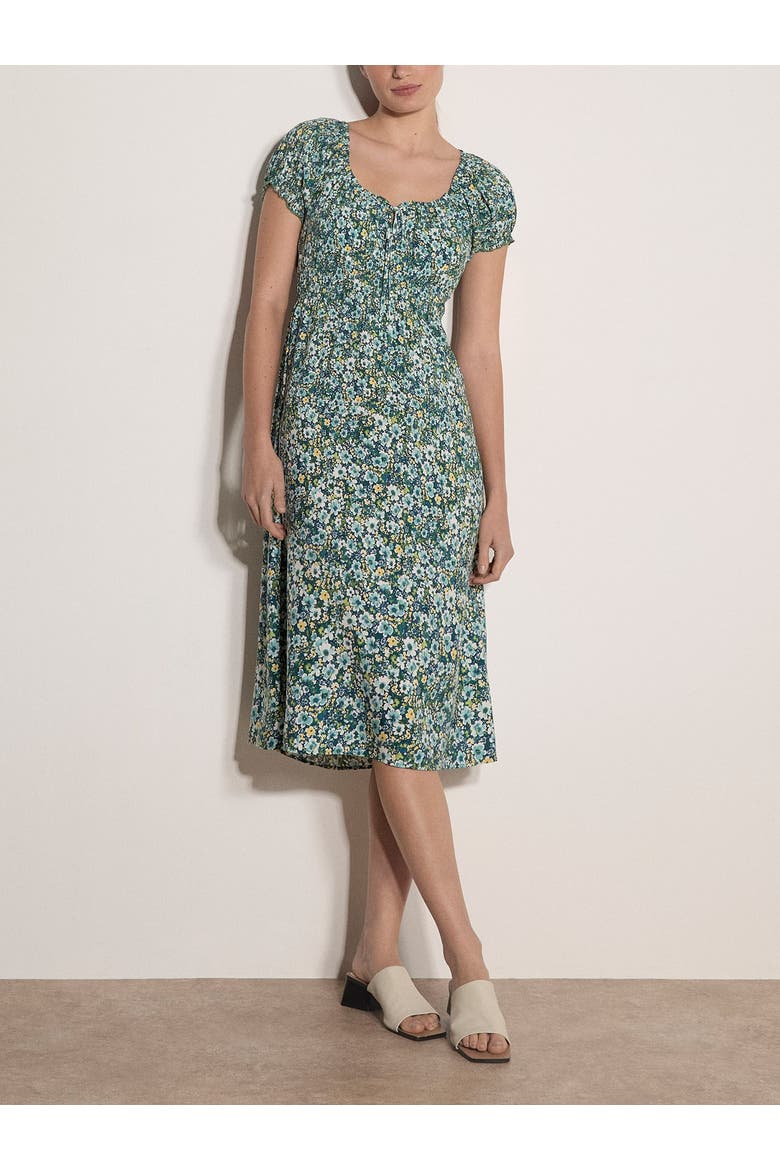 Milkmaid Midi Dress, Alternate, color, Aqua