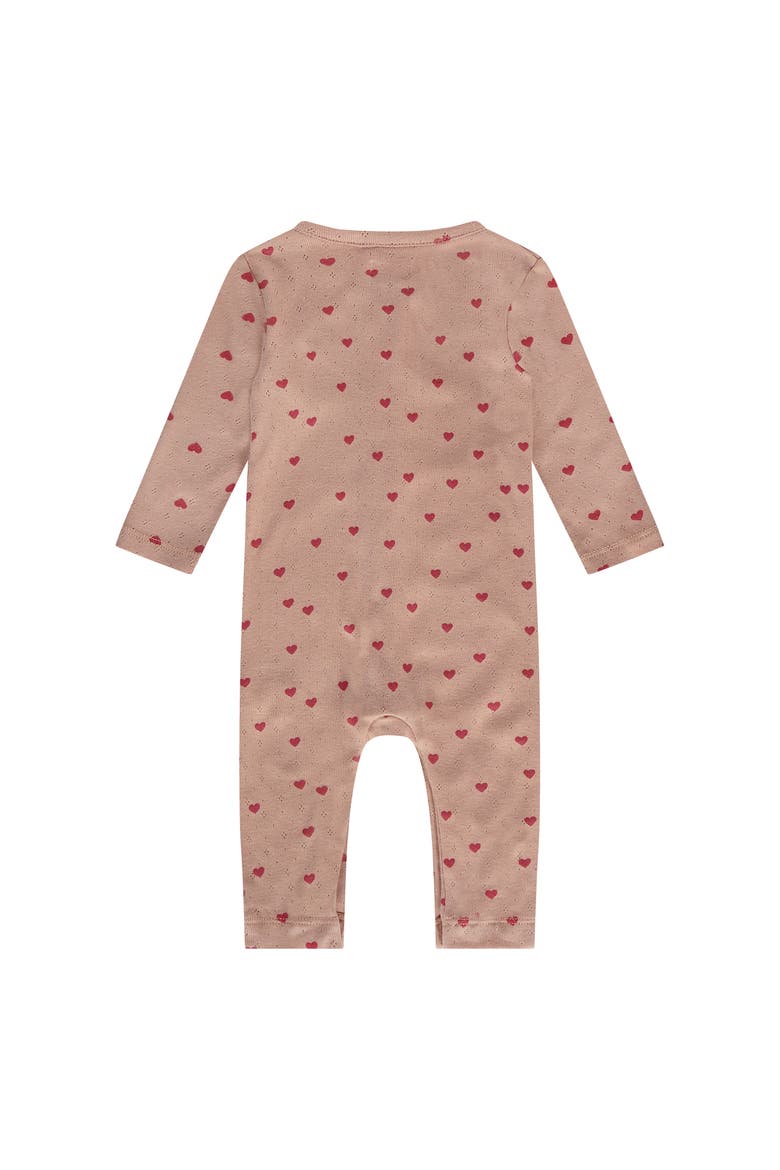 Heart Print Romper, Alternate, color, Dusty Coral