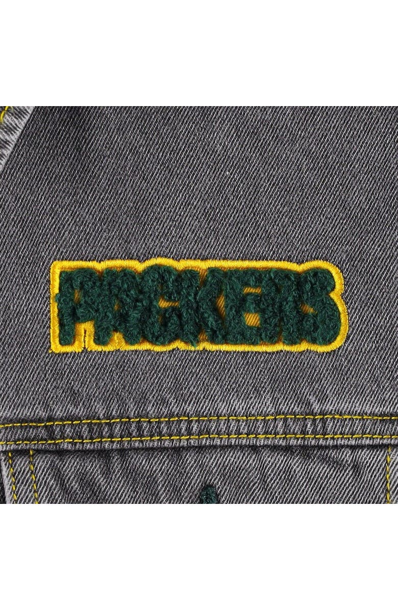 THE WILD COLLECTIVE Women's The Wild Collective Denim Green Bay Packers Faded Button-Up Jacket, Alternate, color, 