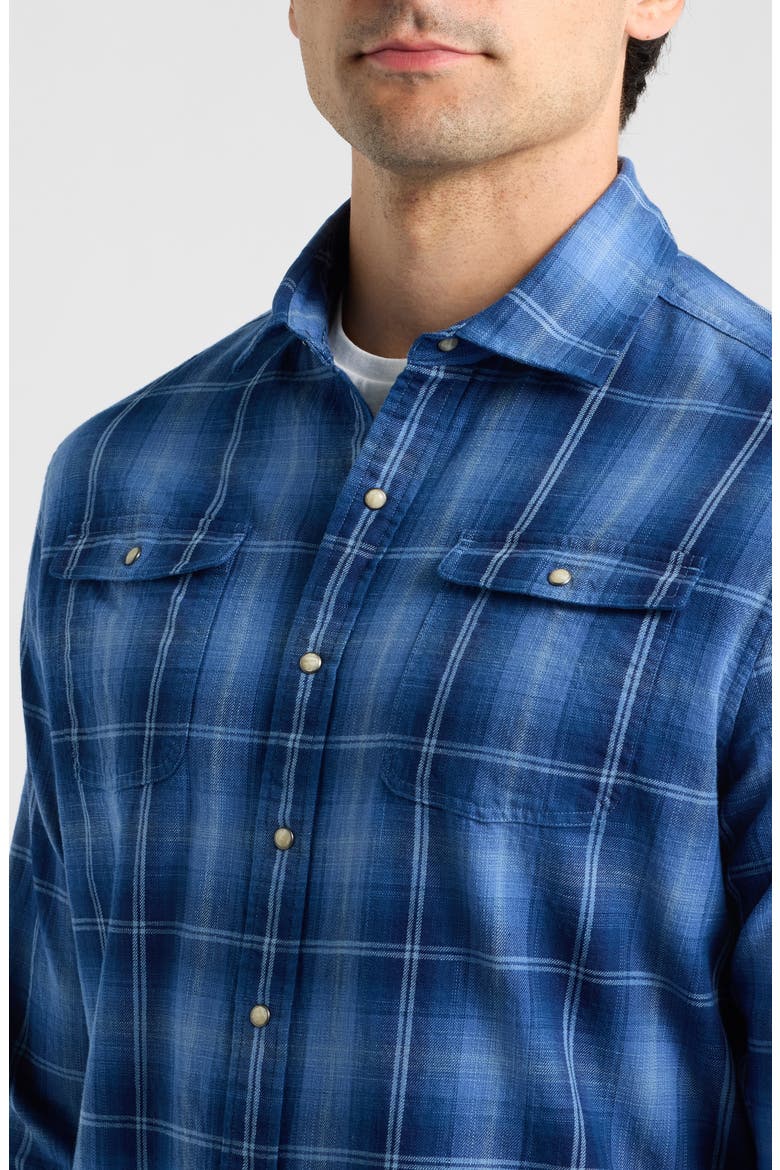 Snap Indigo Plaid Cotton Shirt, Alternate, color, LAKE