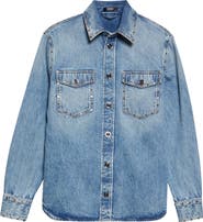 Versace Medusa Studded Denim Button-Up Shirts