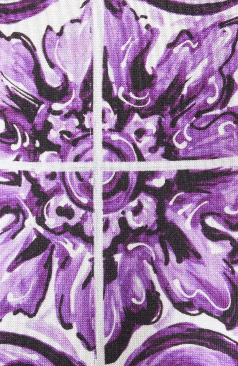 Dolce&Gabbana Majolica Print Silk Sweater, Alternate, color, H25dq Maiolica 1L Viola