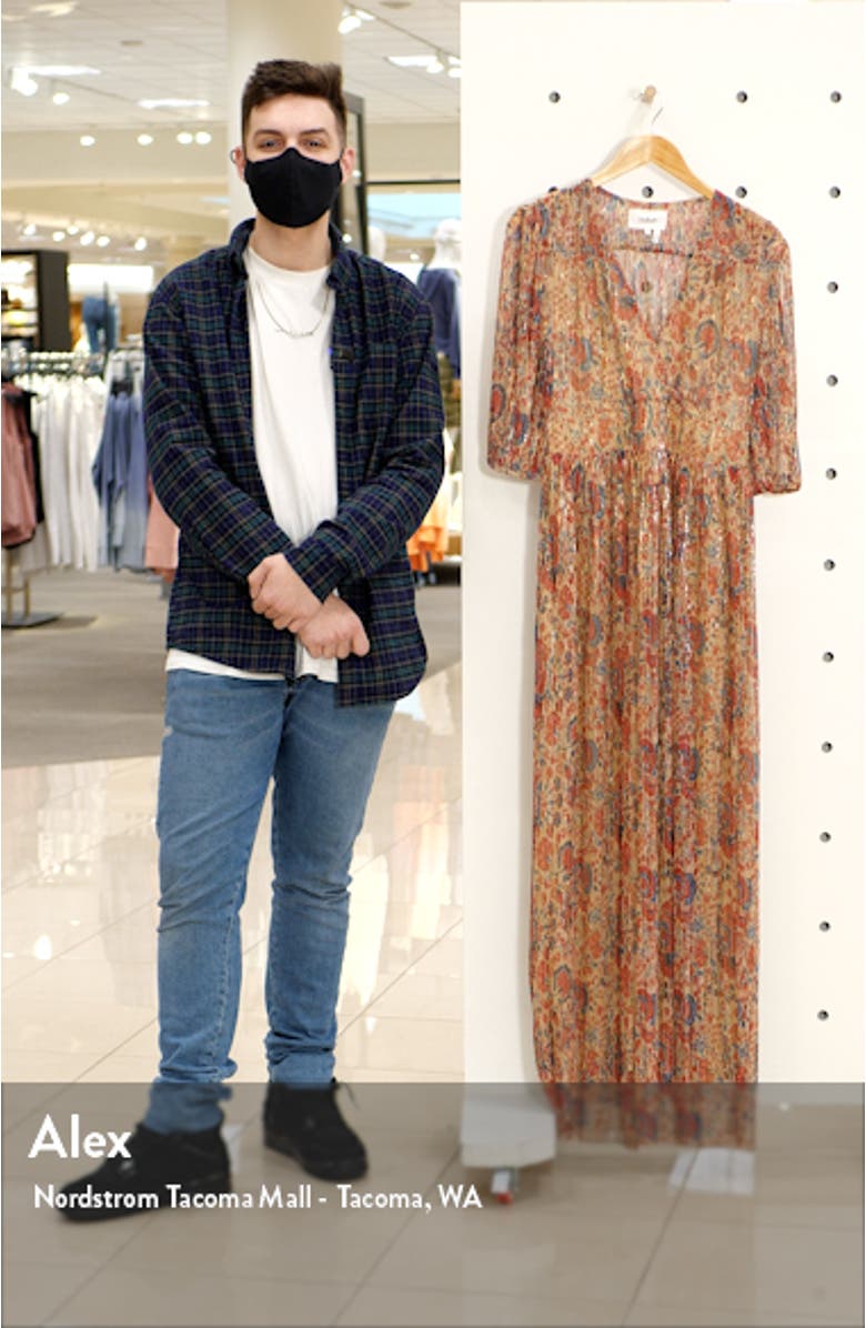 Athena Floral Metallic Maxi Dress, sales video thumbnail