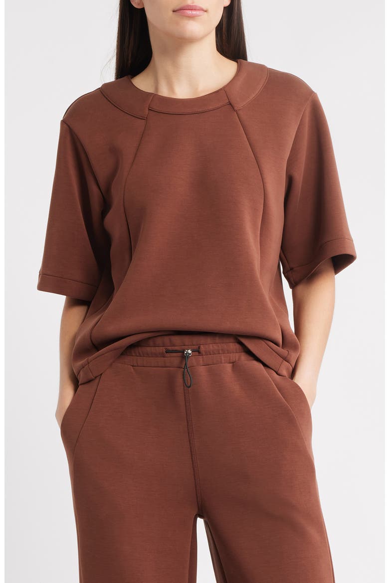 Elbow Sleeve Crewneck T-Shirt, Main, color, EARTH