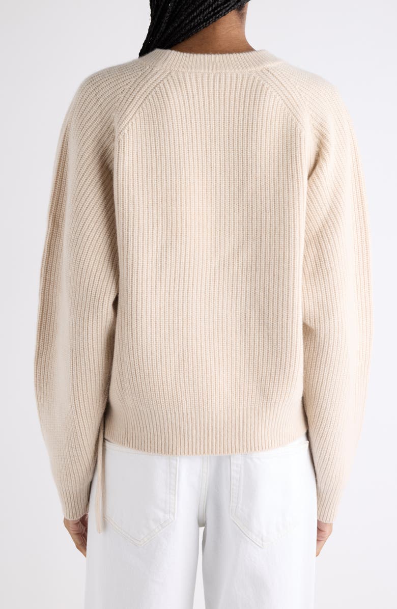 Isabel Marant Tulliam Lace-Up Detail Merino Wool & Cashmere Blend Crewneck Sweater, Alternate, color, Anthracite