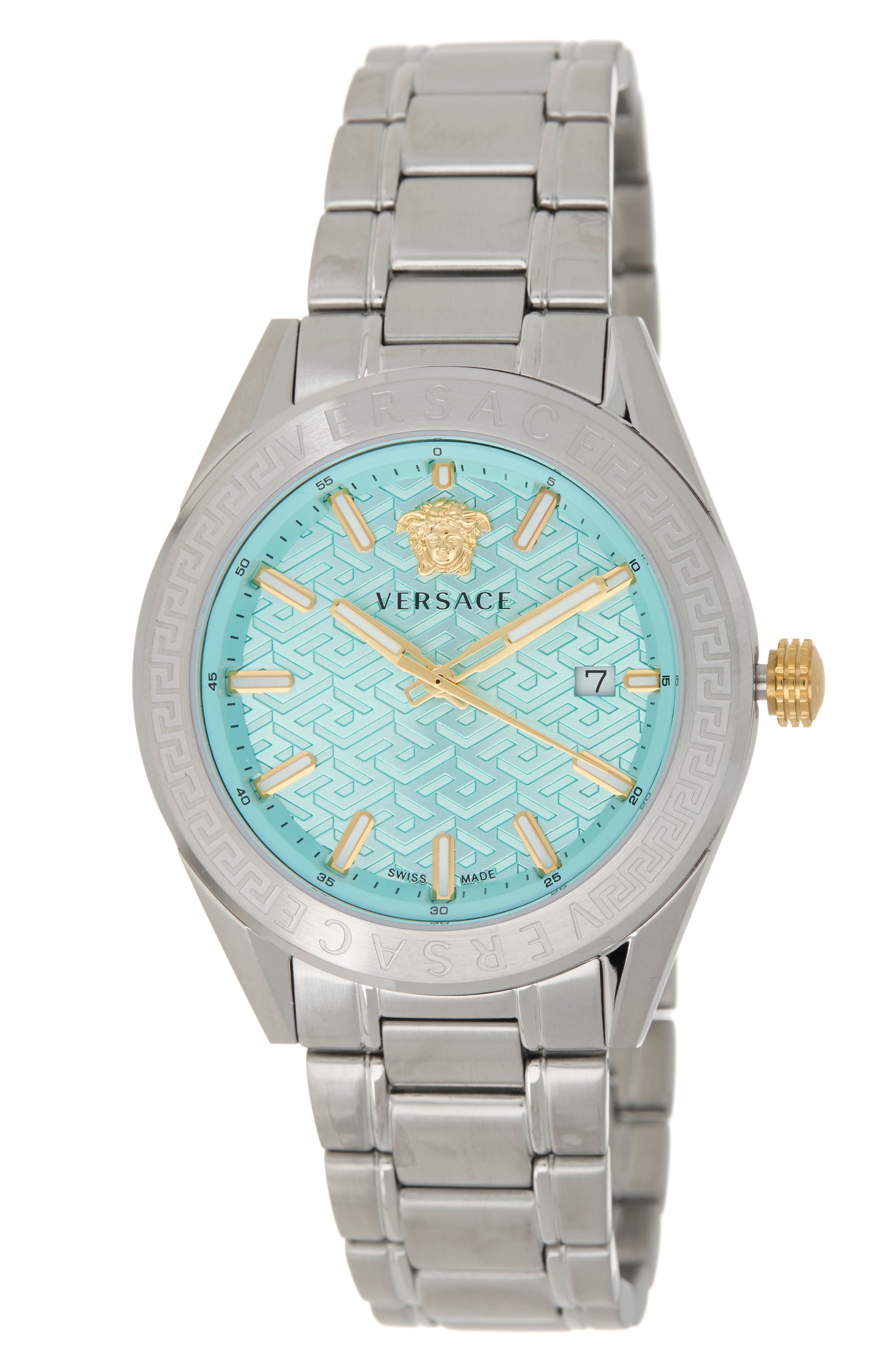 Versace V-Code GMT Bracelet Watch, 44mm