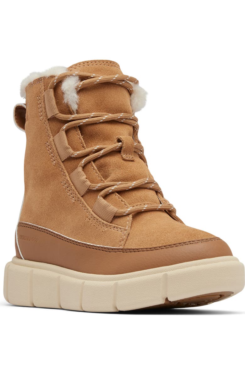 SOREL Kids' Explorer III Faux Fur Waterproof Boot, Main, color, Tawny Buff/ Bleached Ceramic