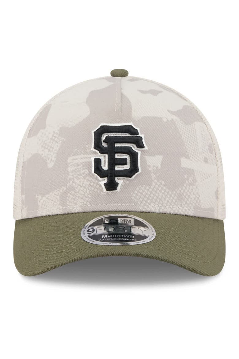 Men's New Era Light Beige/Olive San Francisco Giants 2025 Armed Forces Day 9FORTY M-Crown A-Frame Adjustable Hat, Alternate, color, Light Beige