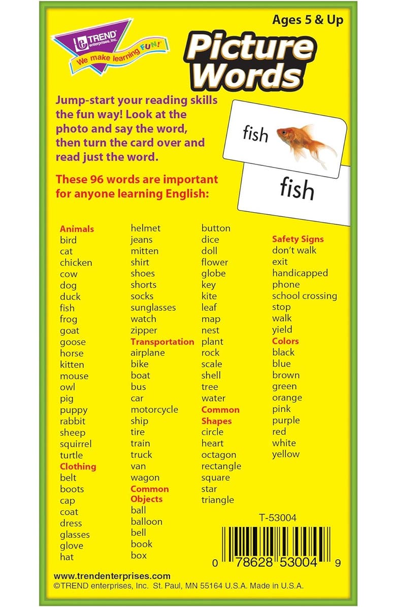 TREND enterprises, Inc. Picture Words Skill Drill Flash Cards Build Language Skills With Photos, Alternate, color, Multicolored
