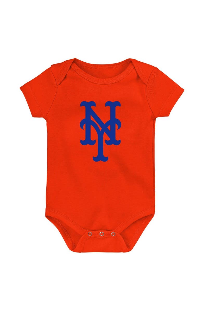 Outerstuff Infant Orange/White/Heather Gray New York Mets Biggest Little Fan 3-Pack Bodysuit Set, Alternate, color, Orange