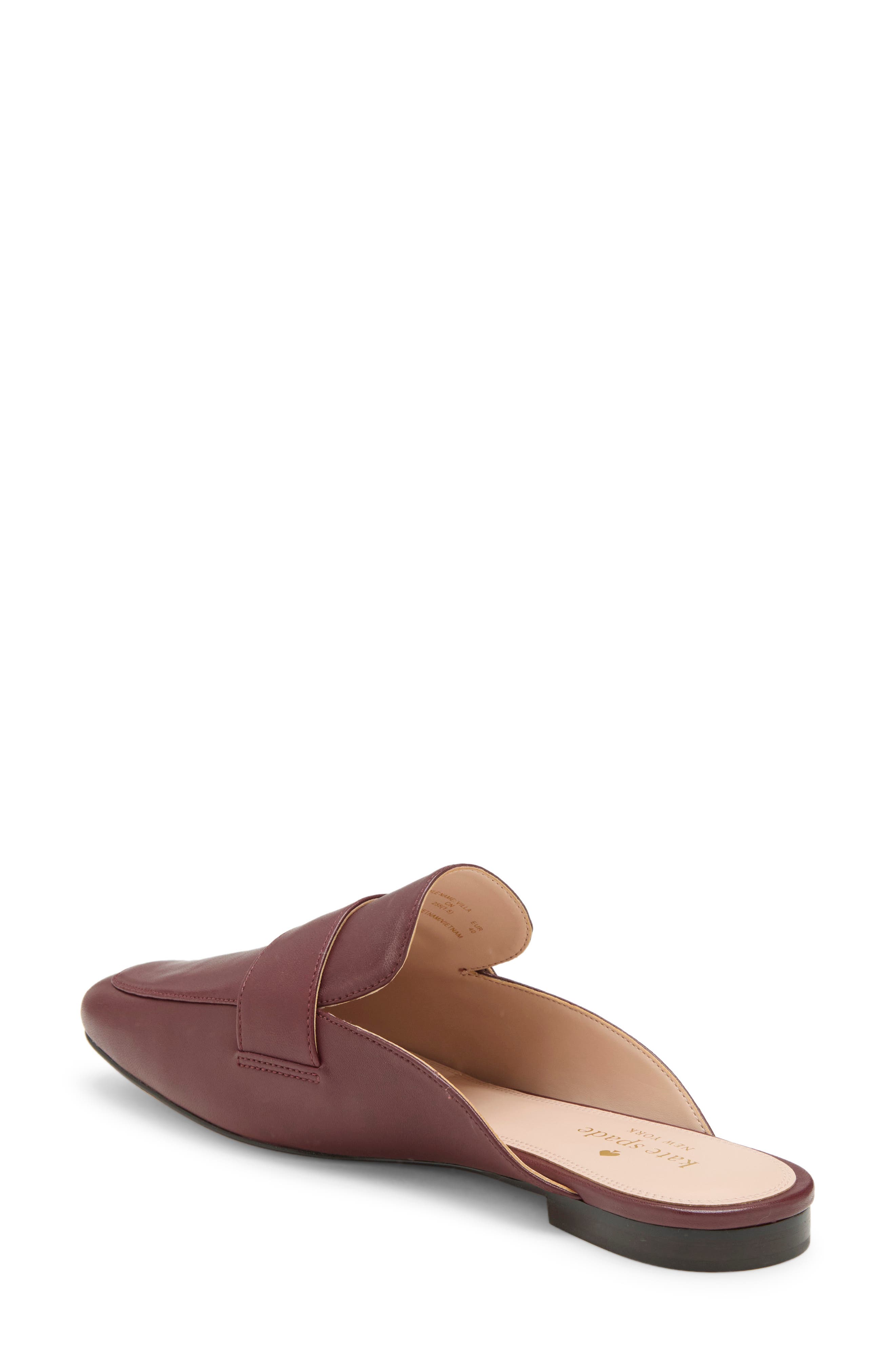 Villa Leather Flat Mule, Alternate, color, DARK MERLOT