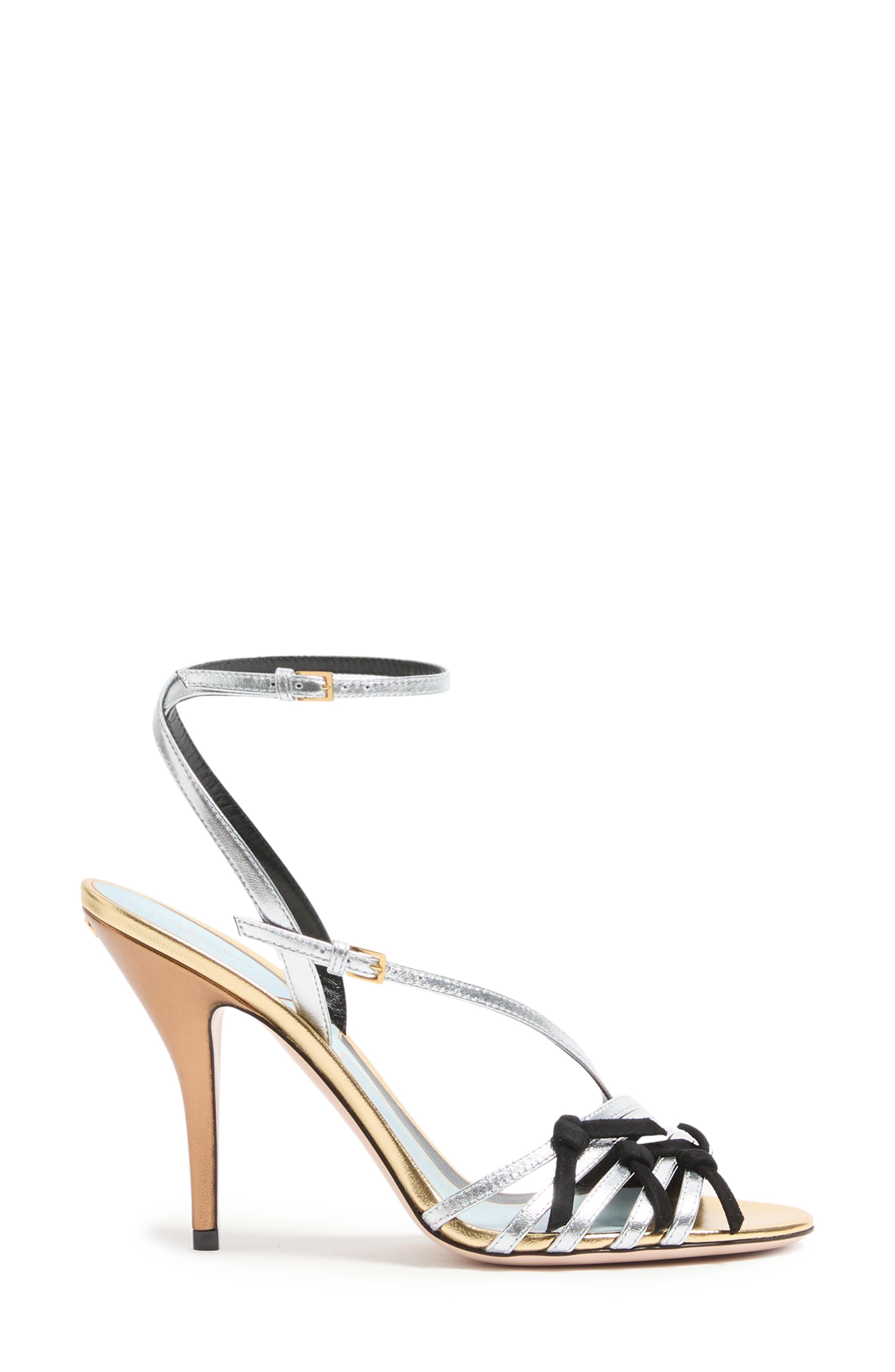 Valentino Garavani Metallic Ankle Strap Sandal, Alternate, color, Silver Multi