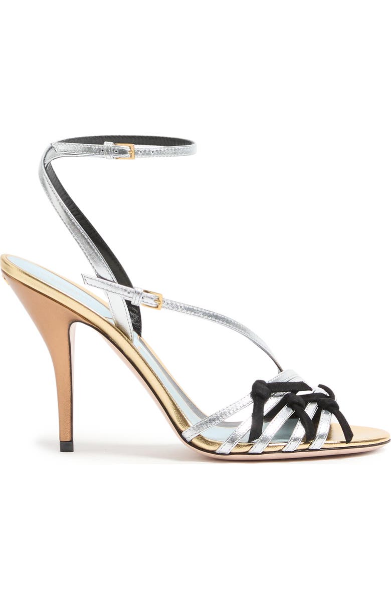 Valentino Garavani Metallic Ankle Strap Sandal, Alternate, color, Silver Multi