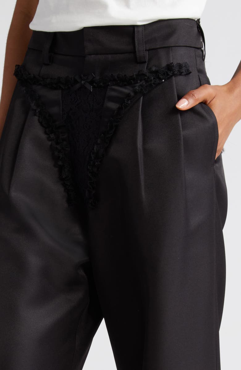 Vaquera Underwear Detail Wide Leg Woven Satin Pants, Alternate, color,