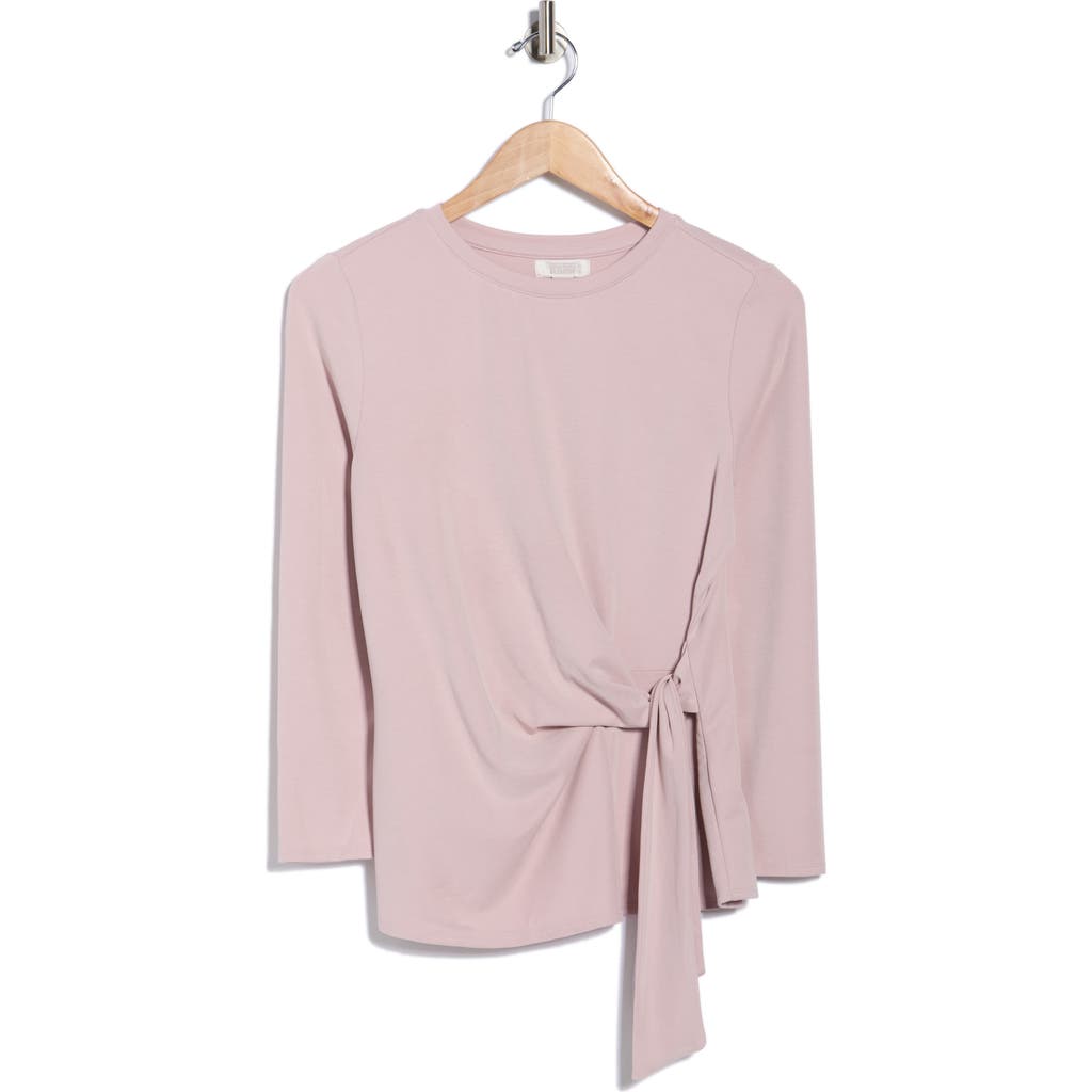 Nordstrom Rack Three Quarter Sleeve Side Tie Knit Top In Pink