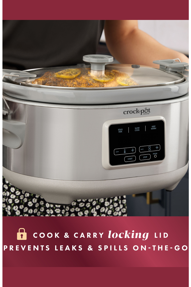 Programmable 7-Quart Cook & Carry Slow Cooker with Sous Vide, Stainless Steel, Alternate, color, Stainless Steel