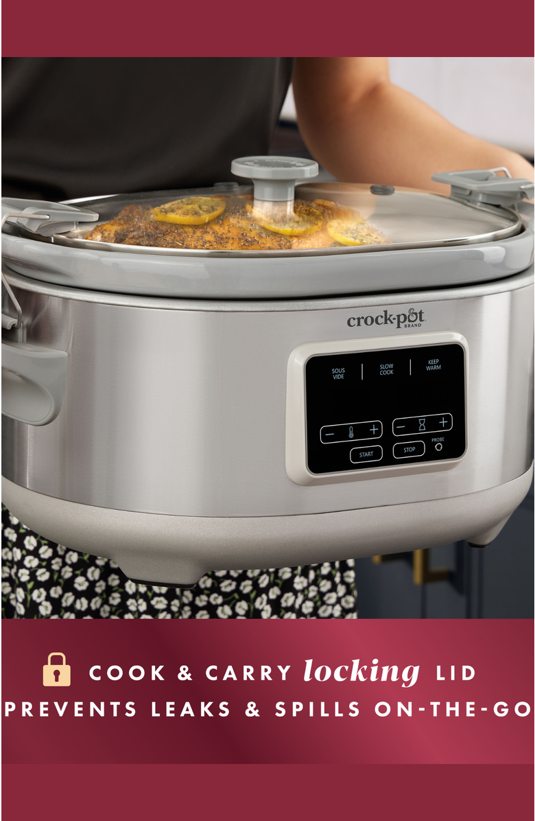 Crock-pot Programmable 7-Quart Cook & Carry Slow Cooker with Sous Vide, Stainless Steel, Alternate, color, Stainless Steel
