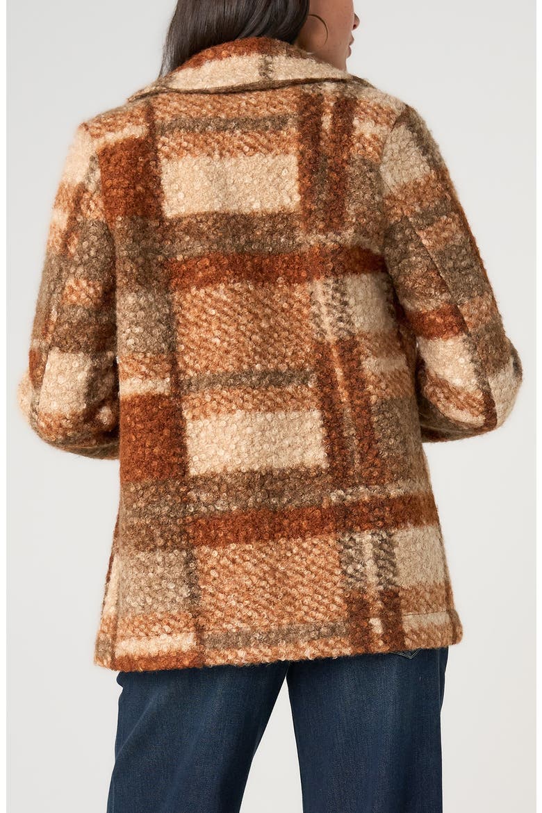 Double Breasted Plaid High Pile Fleece Coat, Alternate, color, NUTMEG MULTI