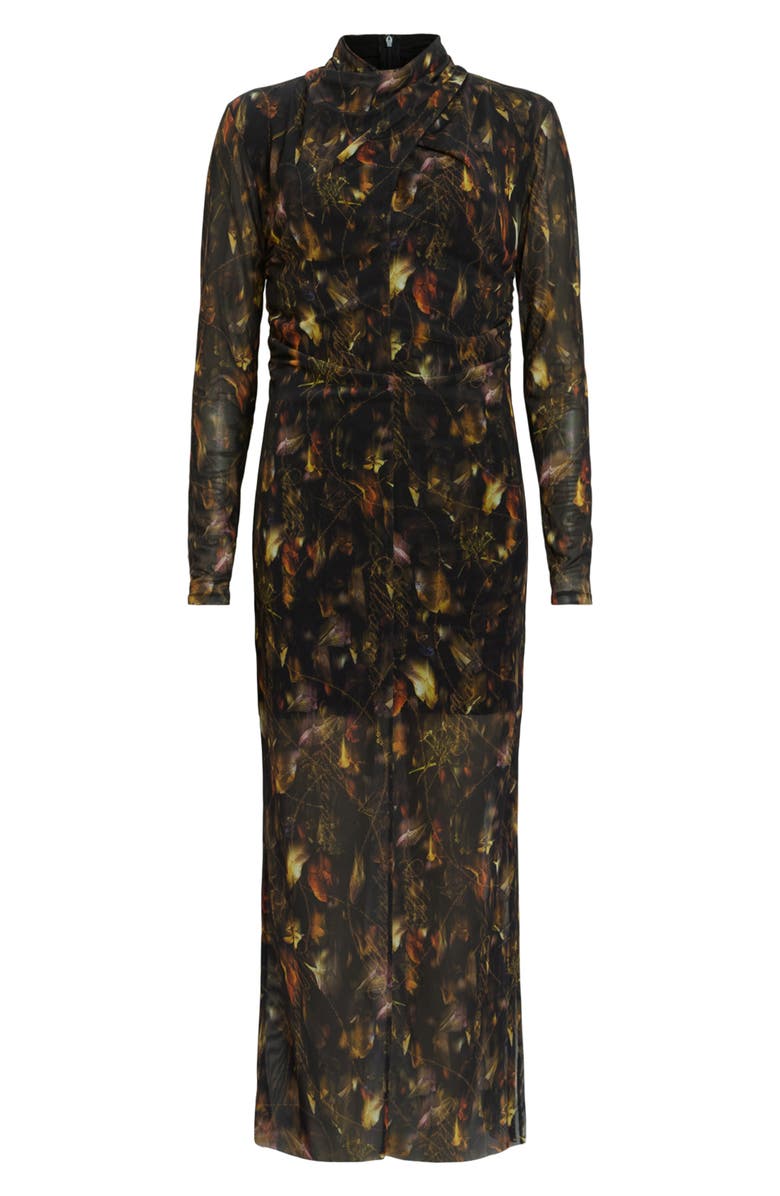 AllSaints Tia Long Sleeve Mesh Dress, Alternate, color, Kateri Hazel Brown