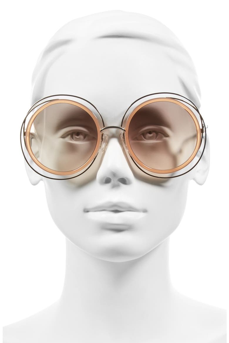 'Carlina' 58mm Round Sunglasses, Alternate, color, GOLD/ TRANSPARENT PEACH