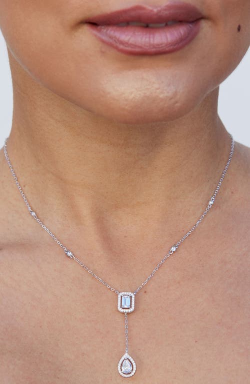 Savvy Cie Jewels Mixed Cut Cubic Zirconia Y-necklace In Metallic