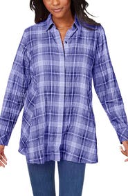 Foxcroft Cici Plaid Non-Iron Cotton Blend Tunic