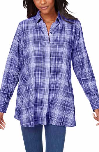 Foxcroft Cici Plaid Non-Iron Cotton Blend Tunic