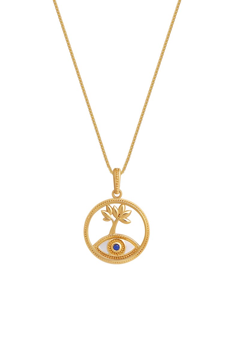 Karma and Luck Eternal Balance Tree of Life Sapphire Necklace, Main, color, Gold