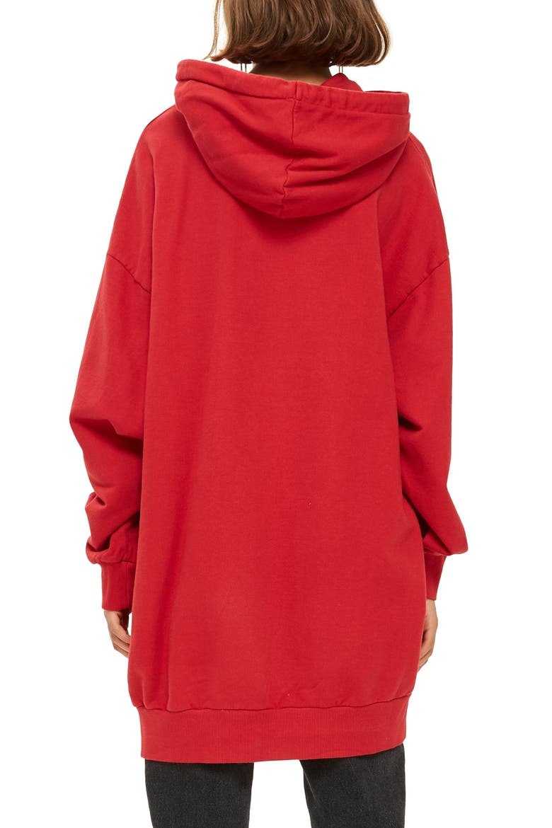 Longline Hoodie, Alternate, color, RED