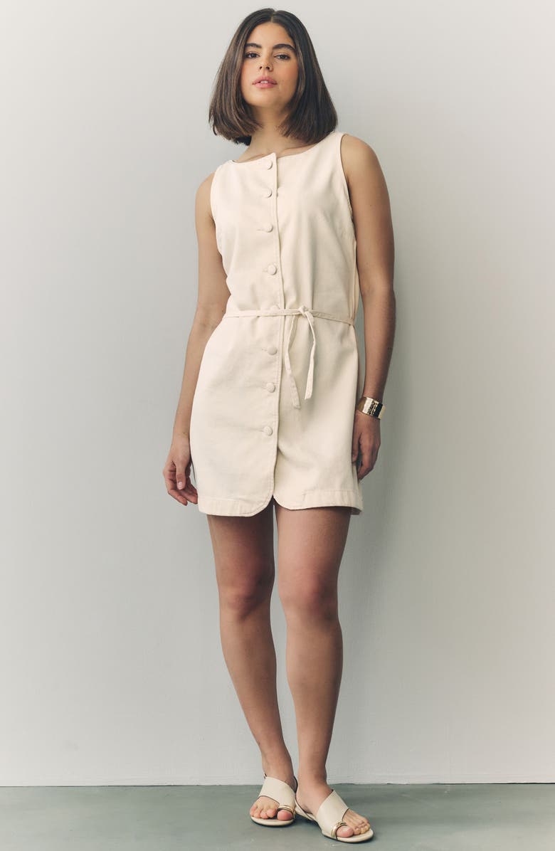 NEXT Button Front Denim Dress, Alternate, color, Ecru