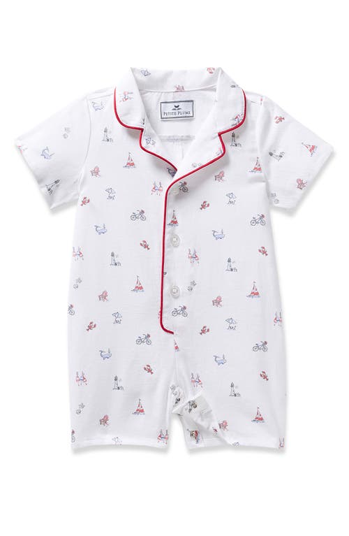 Petite Plume Summer Fitted One-piece Pajamas In White