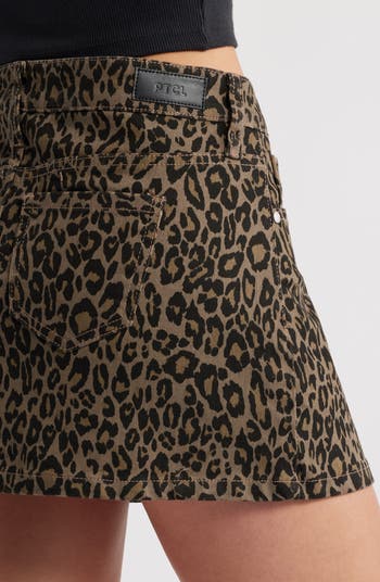 Chloe Leopard Print Twill Miniskirt