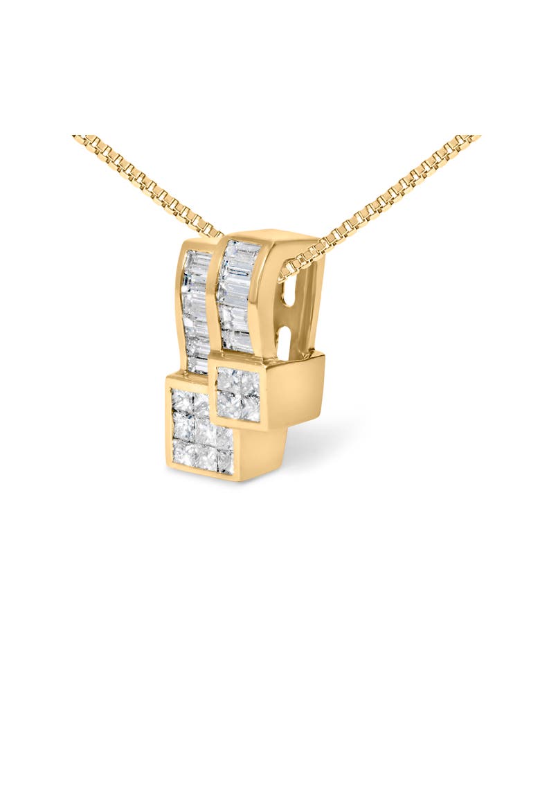 14K Yellow Gold 1 1/2 cttw Diamond Geometric Pendant Necklace, Alternate, color, Yellow